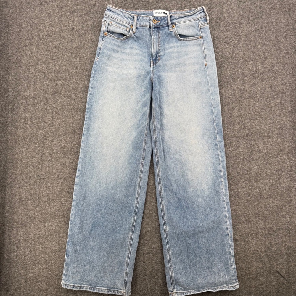 Fashion Nova Womens Light Wash Wide Leg High Rise Jeans Size 7 Retro Baggy